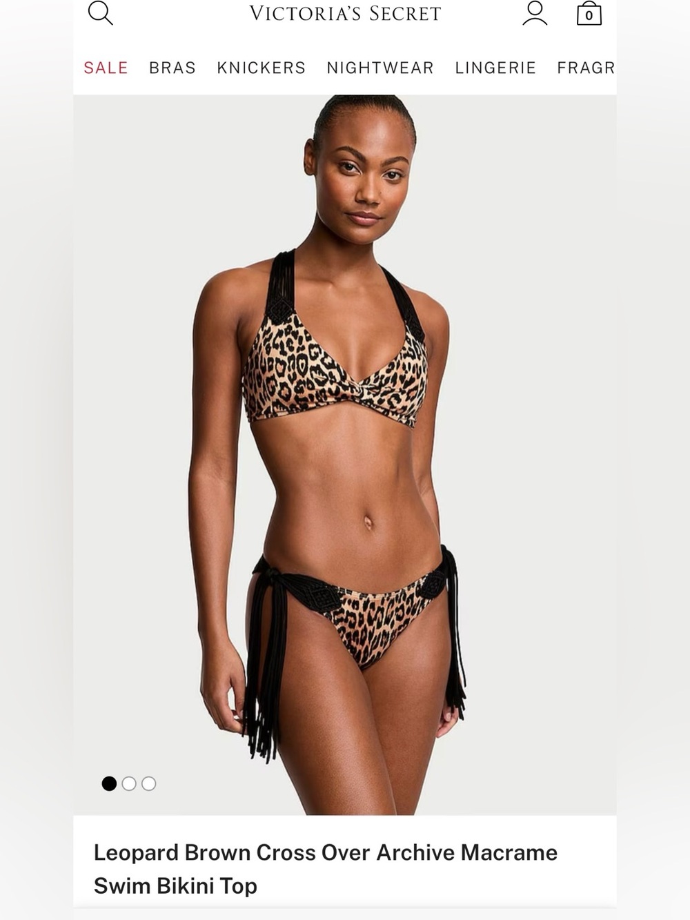 Victoria's Secret Swim Macrame Fringe Bralette Cheeky Set Leopard Bikini S/M